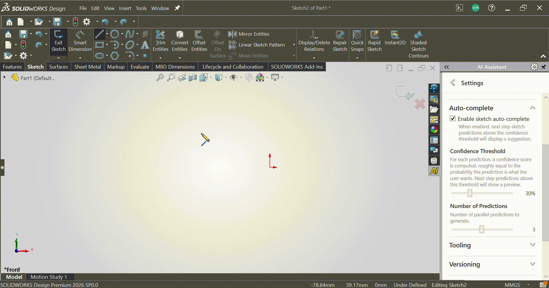 LAD next step sketch prediction showing preview geometry